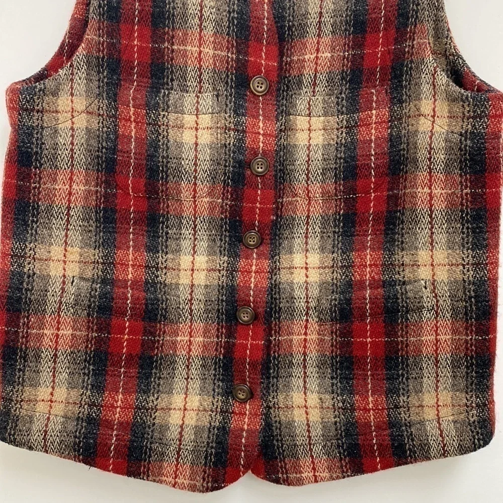 Eddie Bauer Legends Plaid Button Wool Vest Women’s Size Medium - Picture 2 of 12